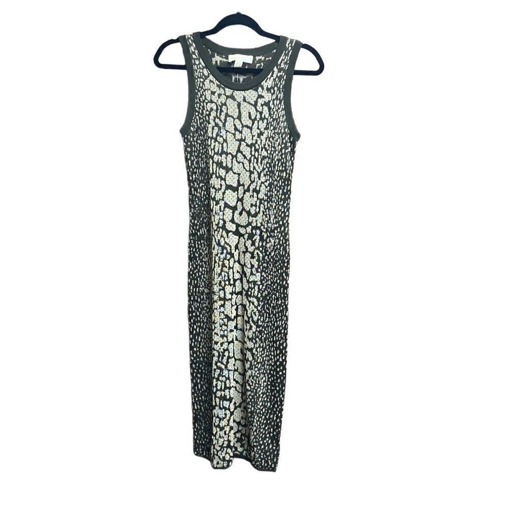 Michael Michael Kors Green Leopard Sleeveless Bodycon MIDI Dress Size Small NEW